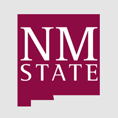 New Mexico State logo with “NM” above “STATE” in white on a maroon block.
